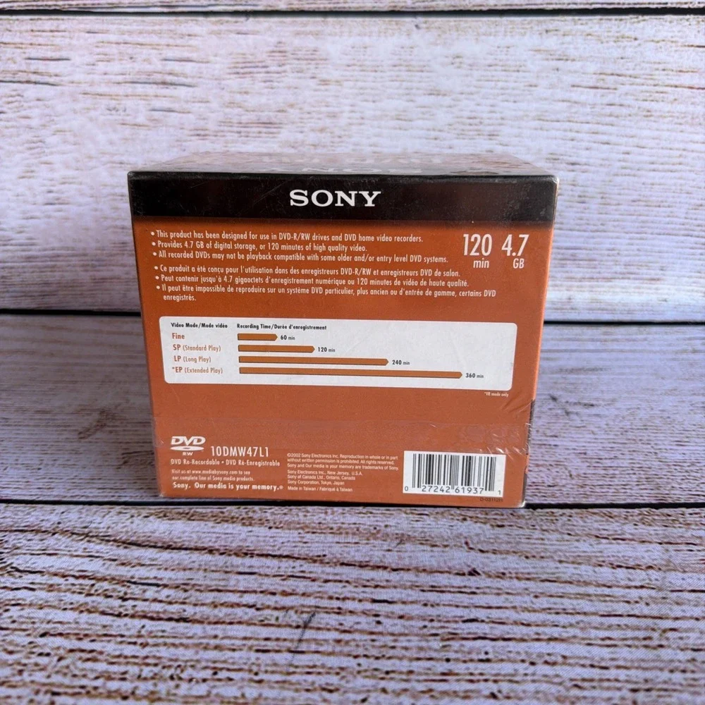 Sony 10 Pack DVD-RW Blank Discs in Video Cases 4.7 GB 120min 1x-2x 10DMW47L2 New